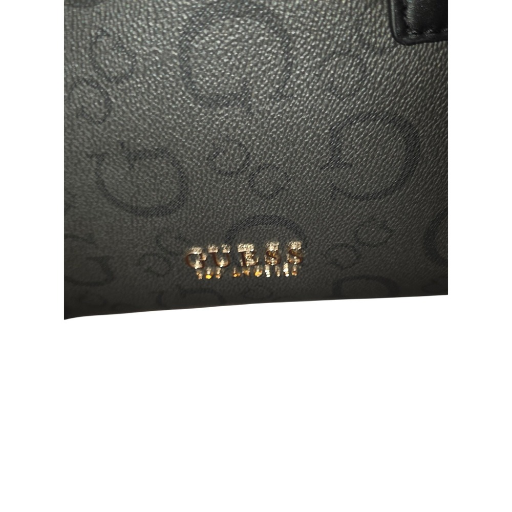 GUESS Los Angeles Mini Tote Crossbody Bag Black Monogram Logo Gold Hardware NEW